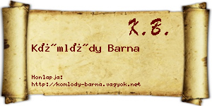 Kömlődy Barna névjegykártya